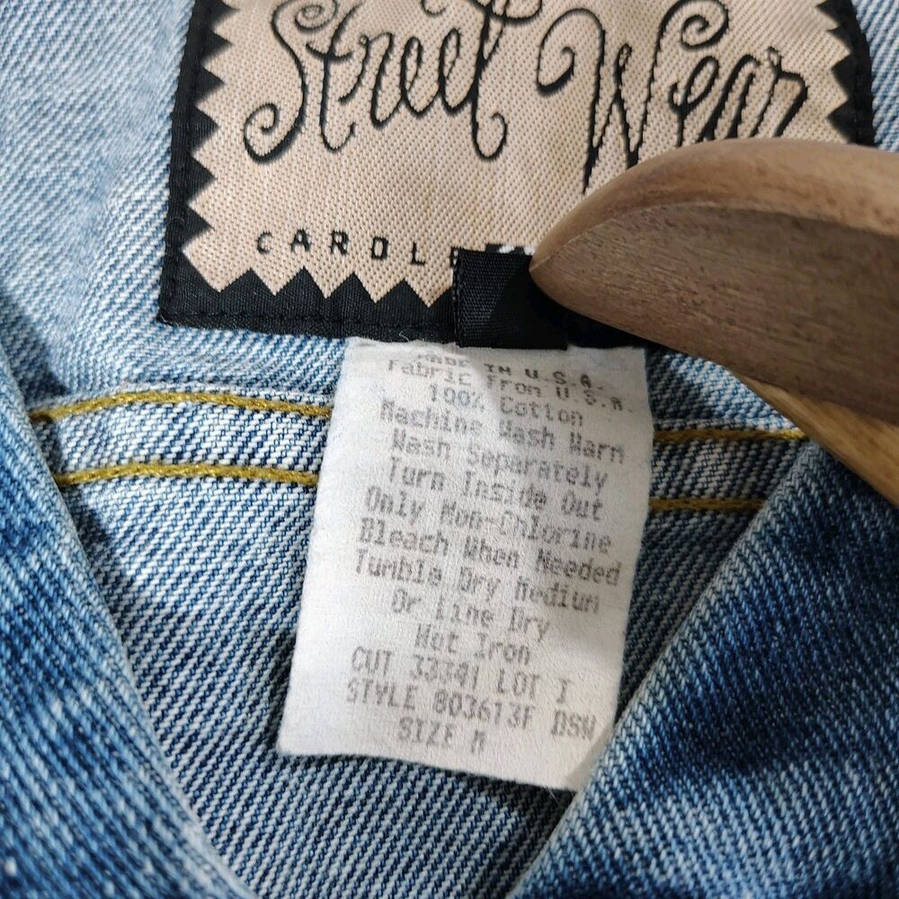 Vintage Street Wear Cropped Jean Vest Medium USA Made Two Tone Western Denim - Picture 5 of 8